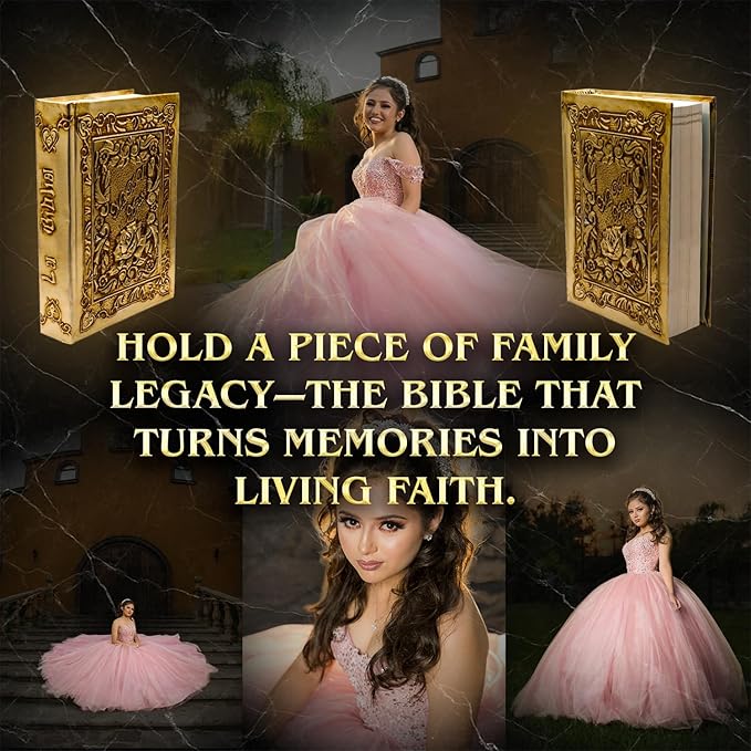 Quinceanera Biblia catolica en español Metalic Cover for XV años - Spanish Bible Large Print - Biblia en español letra Grande Quinceanera Decorations Quinceanera gifts - Quinceanera bible catholic