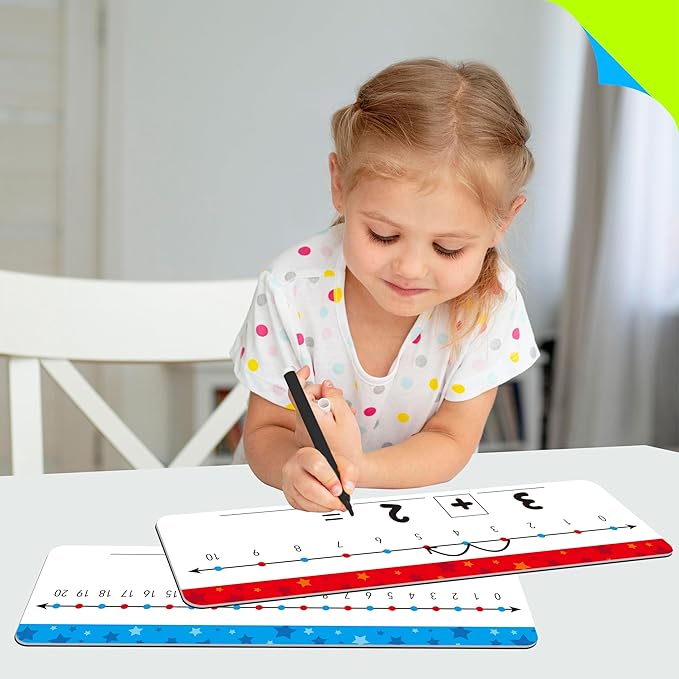 8 Packs Magnetic Number Line Boards, Dry Erase Writable and Erasable Math Board Addition & Subtraction White Board Magnets for Kids, Students, Classroom and Home (Each Measures 12” x 3.5”)