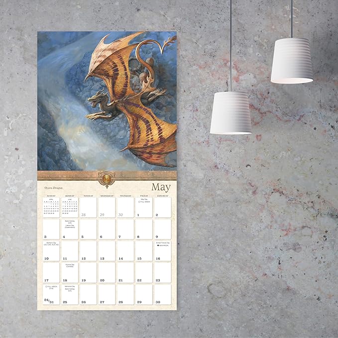 Dragons by Ciruelo 2026 Wall Calendar, 12-Month Fantasy Calendar, 12" x 12", Monthly Calendar 2026 Planner with Large Grids for Office or Home