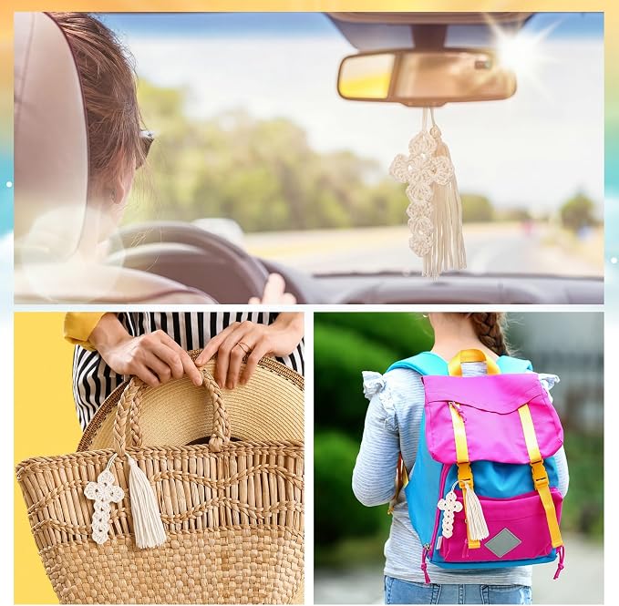Resurhang 6 Pcs Crocheted Cross Bookmark with Tassels Christian Bible Bookmark for Women Religious Church Gifts Bible Accessories Page Marker Supplies for Easter Book Lover Church Read Group