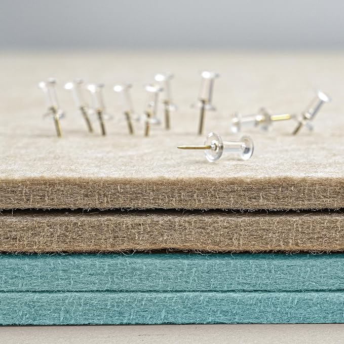 Lightomorrow Bulletin Board, 35 x 17 1/2 inches Felt Board - Decorative Pin Board, Cork Board Alternative for Wall, Foldable Self-Adhesive Vision Board Prayer Board with 20 Pushpins-Turqoise Blue