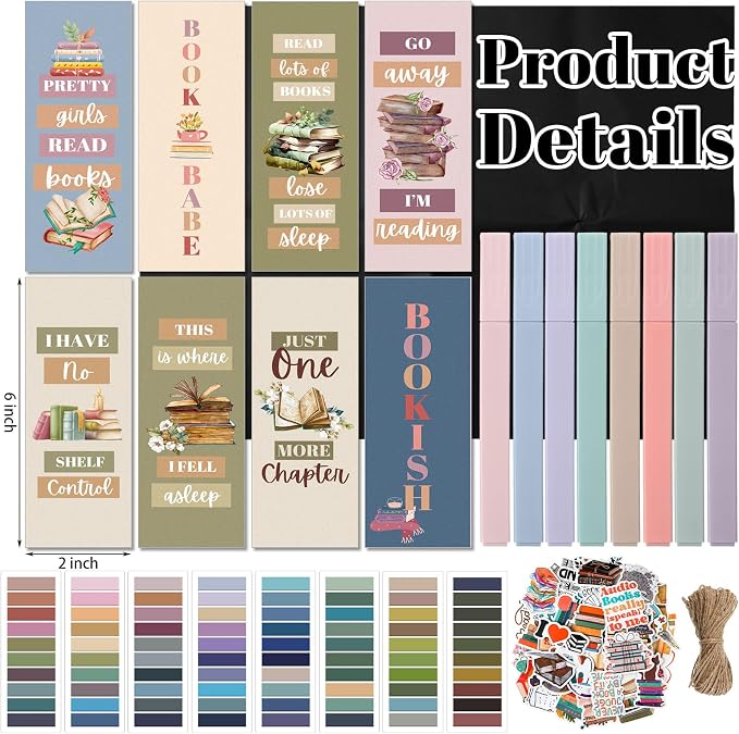 Resurhang 8 Set Blind Date with a Book Gift Box Supplies Kits Librarian Gift Excluding Books Bookish Club Gifts Bulk for Women Lovers Bookish Readers Gifts for Teachers Friends Men (Black)