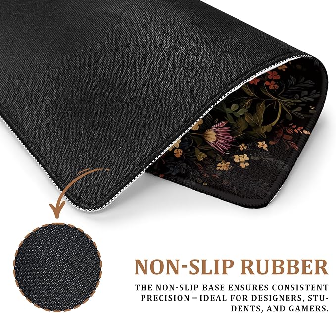 Vintage Floral Bunny Mouse Pad, Gifts for Bunny and Rabbit Lovers, Dark Cottagecore Moody Flower Rabbit Mouse Pad for Home Office Computer Gaming Desk Essentials, 9.5x7.9 Inch