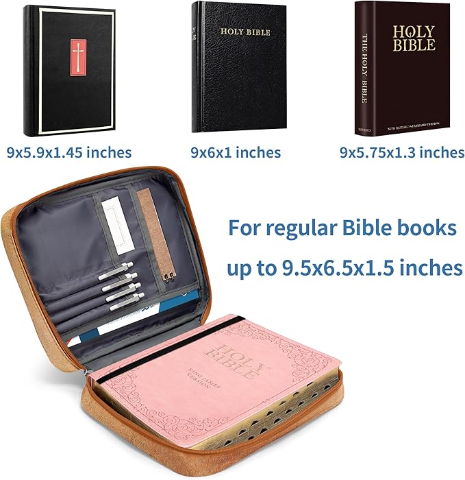 Bible Cover for Women, Bible Holder, Bible Cover Carrier Carrying Organizer Bag, God is Within Her She Will Not Fall, Zipper and Pockets for Standard Size Bible, Gift for Women(Butterfly)