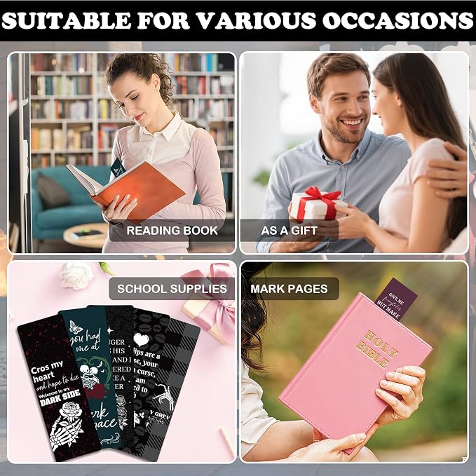 120 Pcs Dark Romance Bookmarks, Gothic Skeleton Paper Bookmarks Bulk for Women, Flower Dark Romance Merch Bookmark for Book Lovers Bookish Office Worker Gift