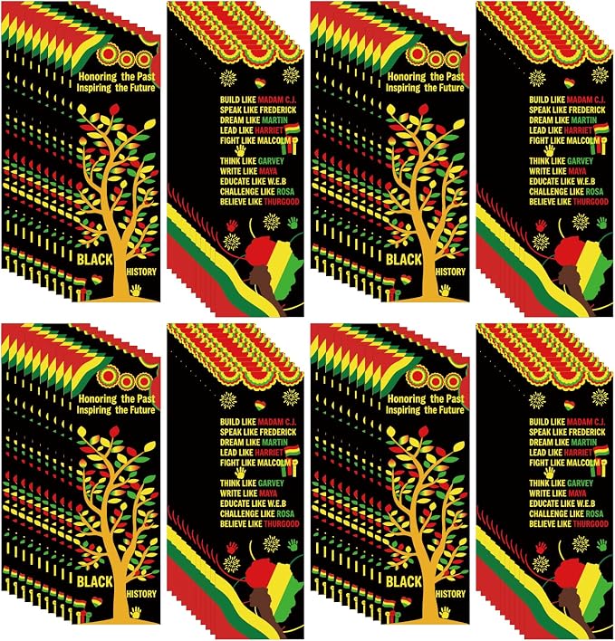 120pcs Black History Month Bookmarks Black History Month Decorations African American Gift Sets February Black History Month Flash Cards for Classroom Bulletin Board MLK Day Party