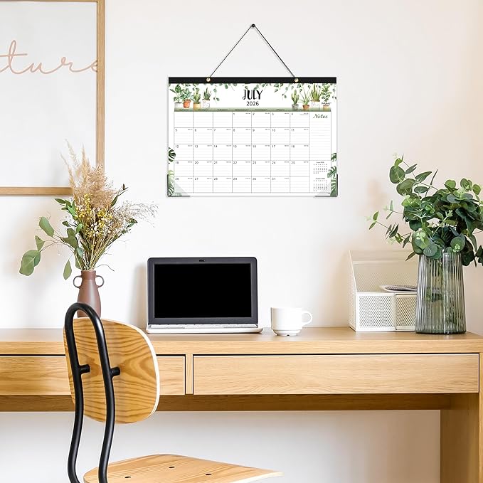 Desk Calendar 2026-2027 - 2026-2027 Desk Calendar, 18 Monthly Desk/Wall Calendar 2-in-1, 17" x 12", July 2026 - December 2027, Thick Paper with Corner Protectors, Large Ruled Blocks - Plants