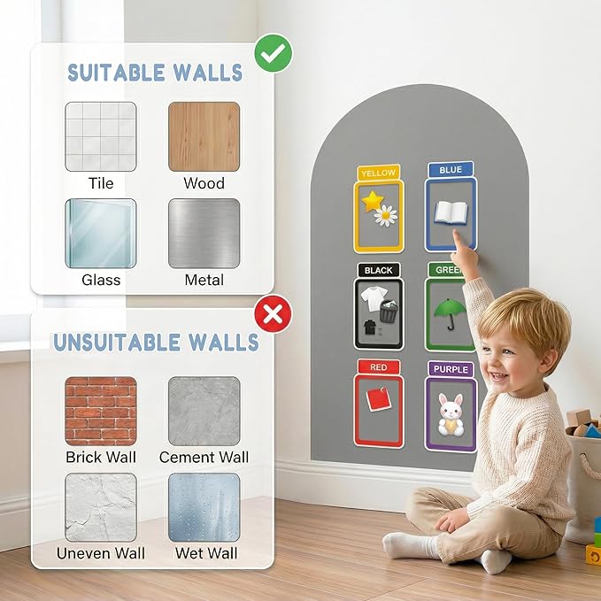 Magnetic Arch Wall Decal: Small 15.7" x 31.5" Peel and Stick Chalkboard with Strong Adhesive - Playroom Decor & Montessori-Inspired Spaces for Toddlers Ages 1–5 (Quiet Gray)