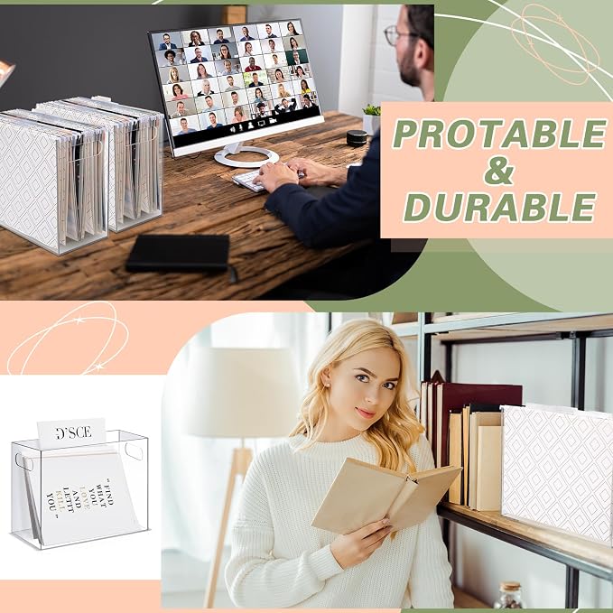 Thenshop 6 Pcs Acrylic File Organizer Acrylic Desktop File Box with Handle Hanging Folder Clear Holder Filing Box for Office Home School Letter Size Folder Storage, 12.2 x 5.5 x 9.4 Inch