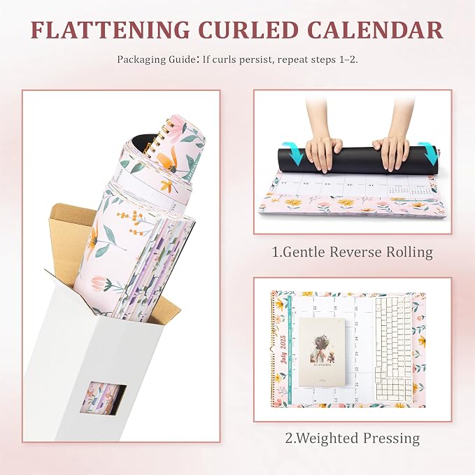 Ospelelf Wall Calendar 2025-2026 Monthly Large Pad Planner with Storage Pocket Protective Cover and Sticker for Family Fridge Office Teacher Student 17" X 22" Ditsy Floral