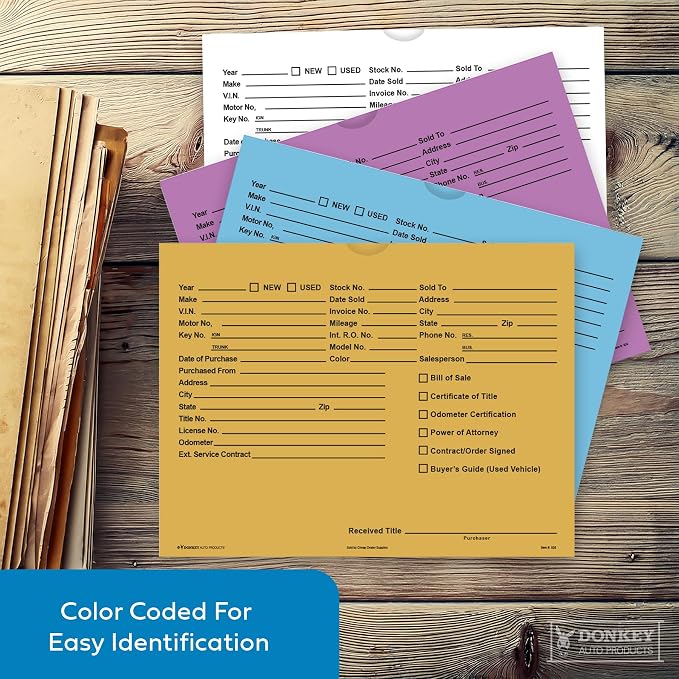Printed Vehicle Deal Envelopes 9x12 Deal Jackets (100 shrink wrapped) (Buff)