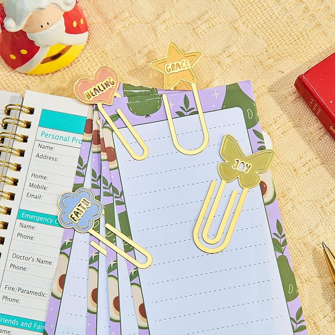4PCS Metal Paperclip Bookmarks, Inspirational Christian Bookmarks, Cute Bookmark Clips for Books, Bible, Journals, Gifts for Women