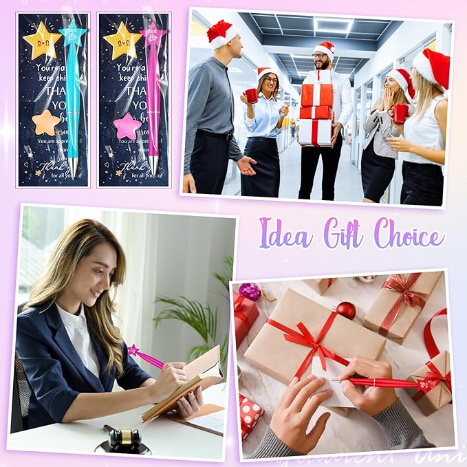 Sayglossy 30 Set Star Pens Bulk Employee Appreciation Week Gifts Thank You Inspirational You're a Star Bookmark Luminous Resin for Nurses Volunteers Staff Coworker Administrative Professionals Day