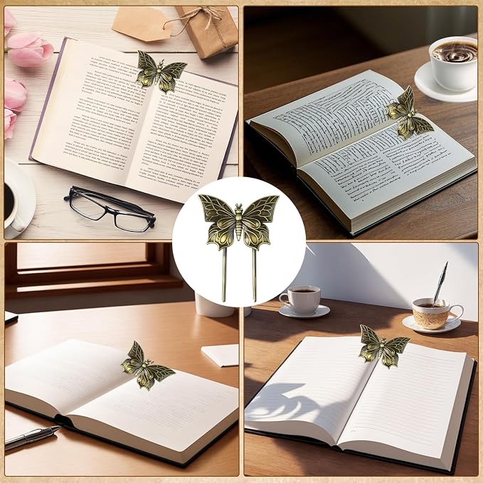 Book Page Holder Journal Clips Book Clip Vintage Book Clips Butterfly Book Clips to Hold Book Open Free Your Hands Metal Bookmark Clip Gifts for Book Lovers Readers Writers Butterfly Ornament