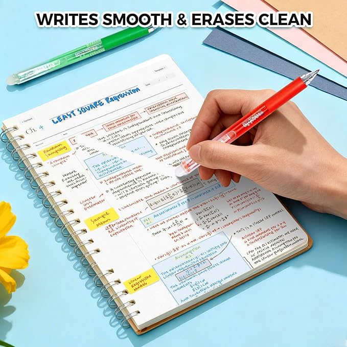 TBC The Best Crafts Erasable Pens, 24 Colors Retractable Erasable Gel Pens, Make Mistakes Disappear Pens Erasable, Fine Point 0.7 mm Colored Pens, Gel Ink Pens For School Supplies & Office Writing.