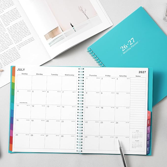 2026-2027 Monthly Planner/Calendar - Academic Planner 2026-2027, JUL 2026 - DEC 2027, 18-Month Planner with Colorful Tabs, 26-27 Calendar Planner for Daily Organizing - Waterproof Cover (8" x10", Monthly Pages & Notes, Blue)