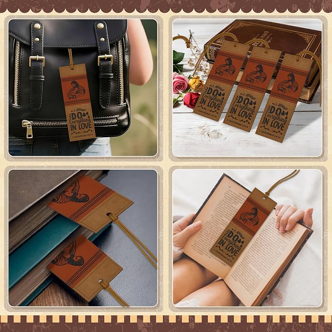 1PC Leather Bookmark Bible Bookmarks for Reading Women Men Book Lovers Gifts, Stitched Religious Christian Bookmark Page Markers Inspirational Bible Verse Scripture Book Marks (Vintage-2-Jesus)