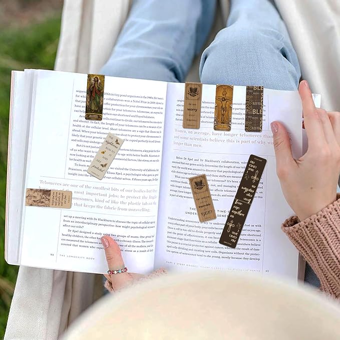 96Pack Magnetic Bookmarks Bible Bookmark Christian Bookmarks Bulk Book Marks for Reading Women Men Adults Kids Book Lovers Gifts, Cute Personalized Religious Magnet Bookmark Clips (Art Retro)