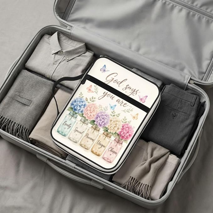 God Say You are Flower Butterfly Bible Cover Case Carrying Book Protector Case Bible Study Supplies Accessories Holder Case Christian Gift for Women Men
