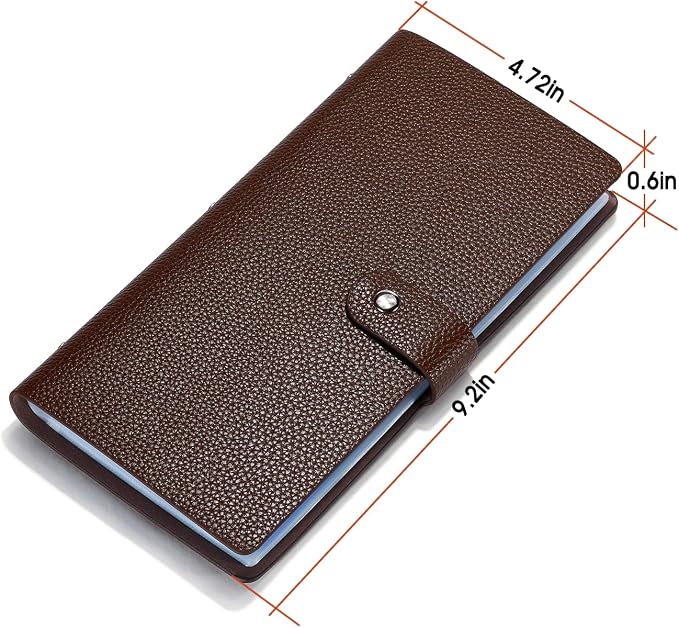 Leather Receipt Organizer,Coupon Organizer with 40 Pockets, Multi-Purpose Receipt Holder Organizer, Wallet Style Coupon Holder Prevent Loss or Damage of Receipts and Coupons (Darkbrown)