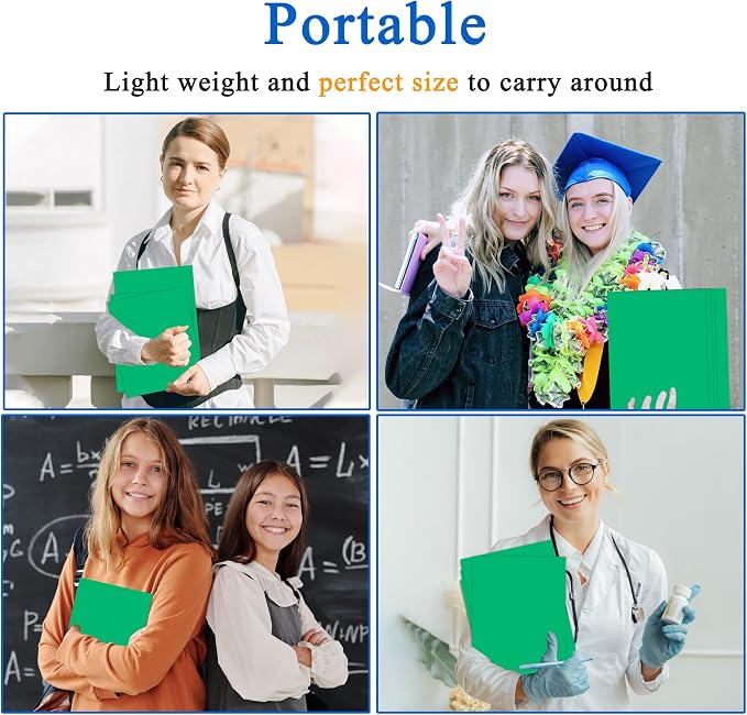 Zzrywuty 50 Packs Paper Green Folders with Pockets for Students,Businessmen and Office Workers,Letter Size,Two Pocket Folders with Card Slot for Office,Business,School Supplies