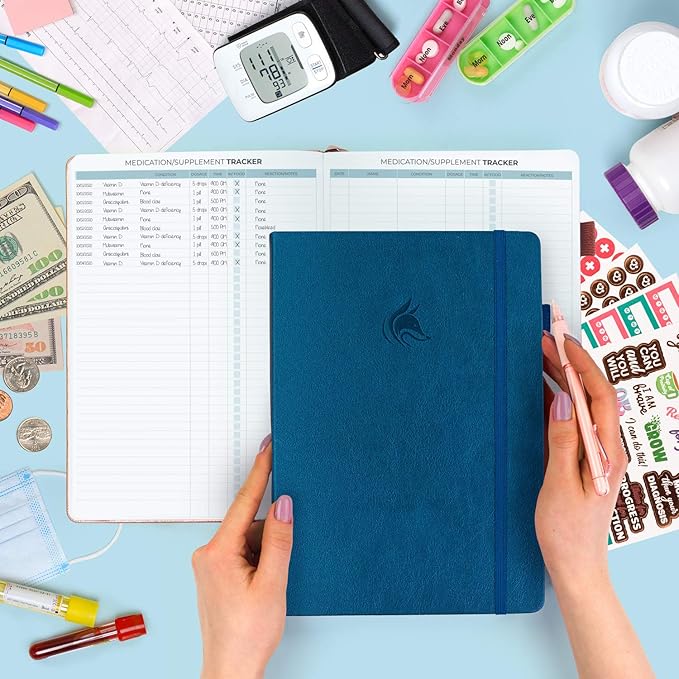 Clever Fox Large Medical Planner 12-Month – Medical Notebook, Health Diary, Wellness Journal to Track Health – 12 Months, 7x10.5″ (Mystic Blue)