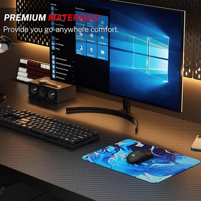 MROCO Essential Office & Gaming Mouse Pad, 8.5 x 11 Inch, Blue Waves | Anti-Fray Stitched Edges, Functional Pattern Design, Non-Slip Rubber Base, Water and Stain Resistance
