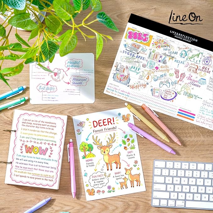 Lineon Erasable Gel Pens, 20 Colors Retractable Fine Point Erasable Pens Clicker, Fine Point(0.7mm), Assorted Color Inks, Make Mistakes Disappear for Drawing Writing Planner and Crossword Puzzles