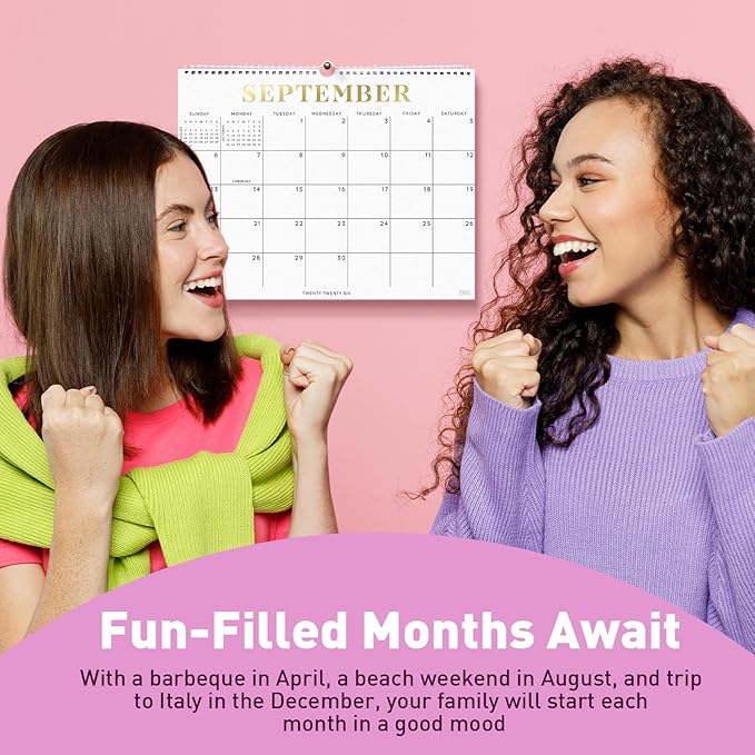 S&O Gold Foil Wall Calendar from January 2026-June 2027 - Tear-Off Monthly Calendar - 18 Month Academic Wall Planner - Hanging Organizer to Track Anniversaries & Appointments - 13.5"x10.5”in