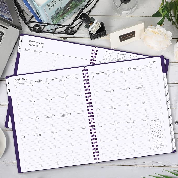 Planner 2026-2027 - 2026 Planner(January - December 2026), 8" x 10", Calendar Planner 2026, 2026 Planner Weekly and Monthly Spiral Bound, Flexible Cover, To-Do List, 12 Monthly Tabs