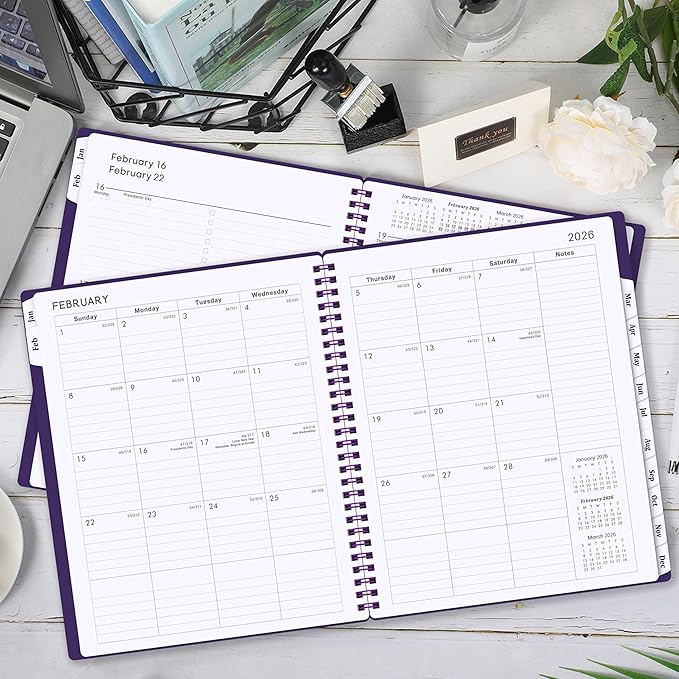 Planner 2026-2027 - 2026 Planner(January - December 2026), 8" x 10", Calendar Planner 2026, 2026 Planner Weekly and Monthly Spiral Bound, Flexible Cover, To-Do List, 12 Monthly Tabs