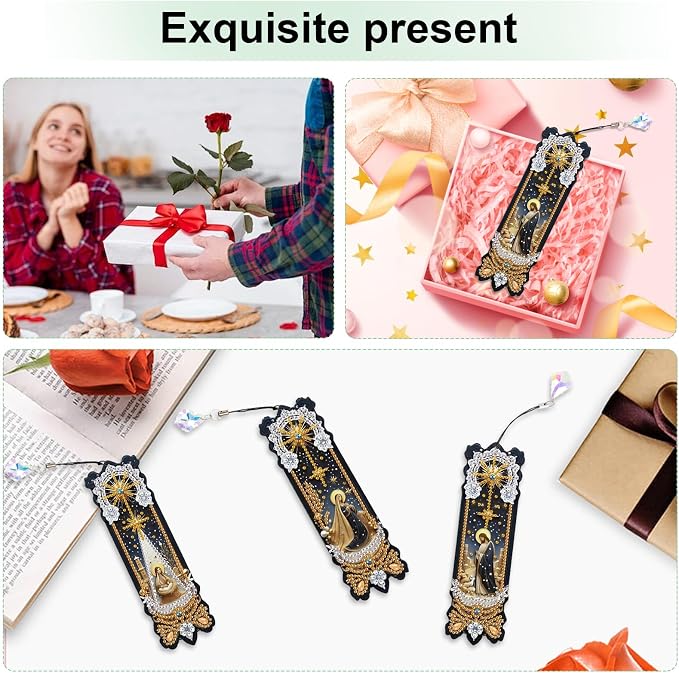 Tontut 3pcs Diamond Art Painting Kit Bookmarks, Jesus Exquisite Universal DIY Bookmarks, Lightweight and Durable, Suitable for Reading Lovers