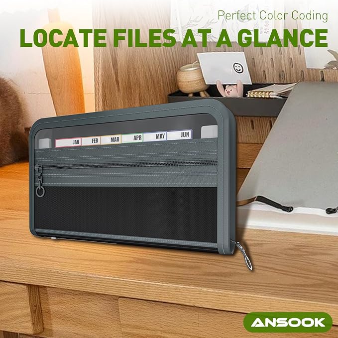 Ansook Coupon Receipt Organizer,13 Pockets Small Accordian File Organizer Holder, Glove Box Organizer,Monthly Budget Planner Organizer