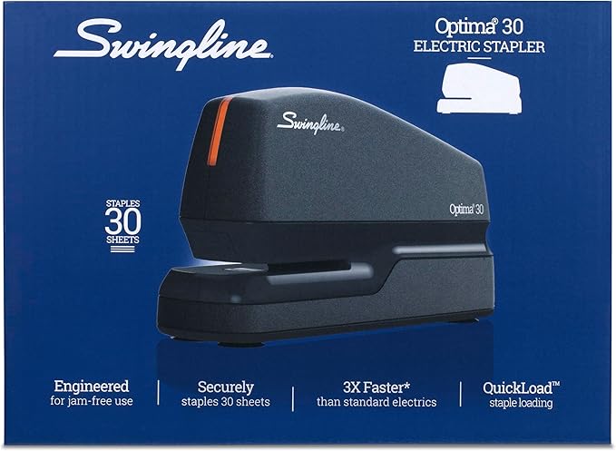 Swingline Electric Stapler, 30 Sheet Capacity, Optima 30, Black (42150) (Pack of 3)