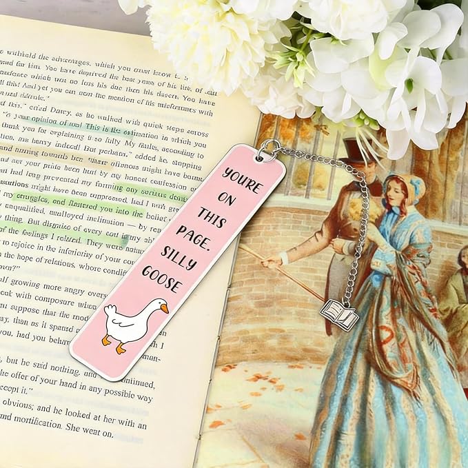 Silly Goose Metal Bookmark - Funny Animal Book Marks for Reading Women Men, Cute Goose Design with Humorous Quote, Unique Book Lovers Gifts for Book Club Members Readers Students Teachers