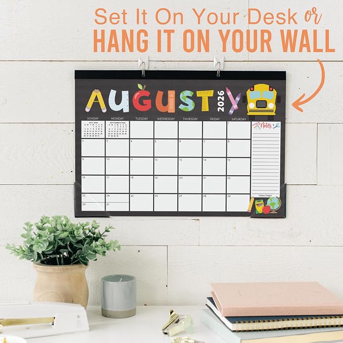 Hadley Designs Large Teacher Desk Calendar 2026-2027 - Desktop Calendar 2026, 18-Month Desk Calendars for Home, Office & Classroom, Cute Classroom Must Haves, Teacher Appreciation Gifts
