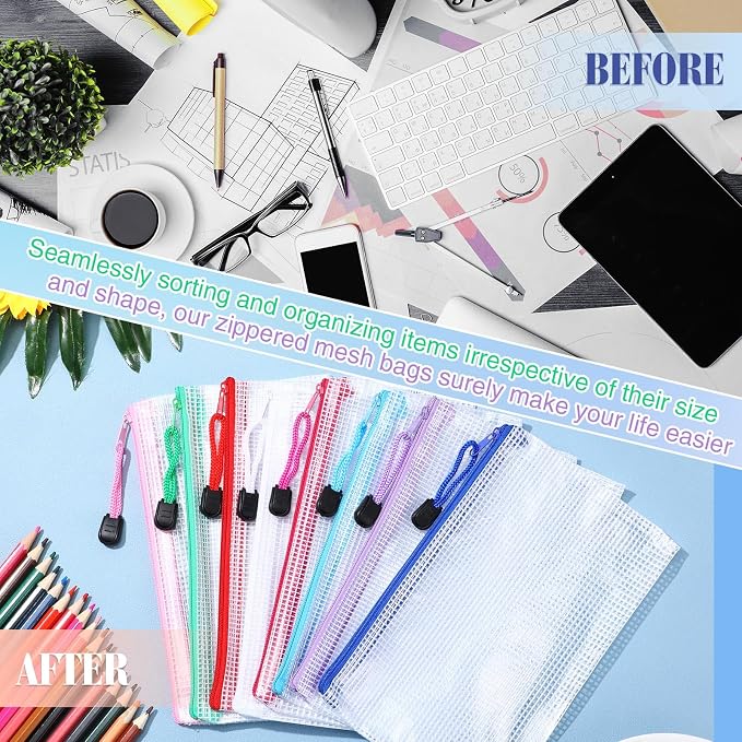 Jetec 32 Pcs Mesh Zipper Bags Toy Storage Bikini Organizer Bag Bolsas Para Guardar Trajes De Bano Waterproof Zipper Reusable Pouch Puzzle Multipurpose for Storage Office(Classic Color,7.5 x 5 Inch)