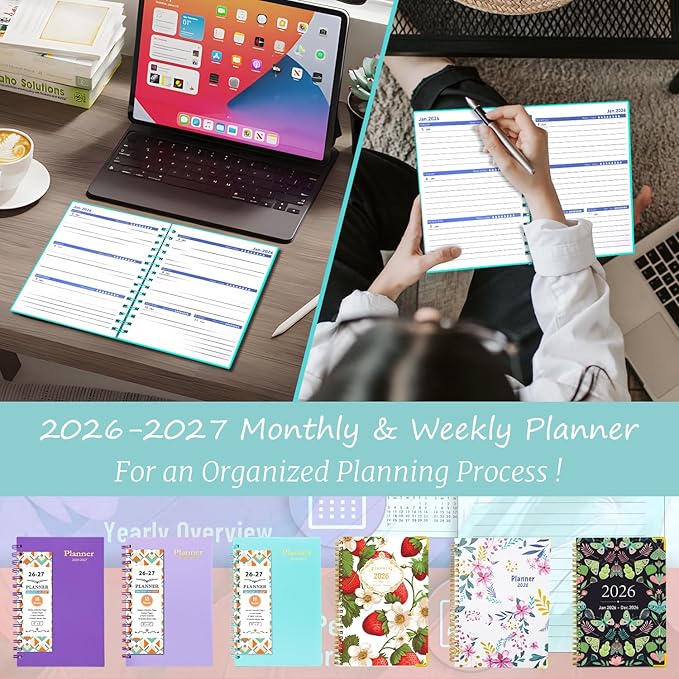 18 Month Planner 2026-2027, Weekly & Monthly & Daily Planner from Jan 2026 - Jun 2027, Planner Spiral Bound Academic Agenda Planning Organizer with 100GSM Thick Paper, A5 Size, Light Purple