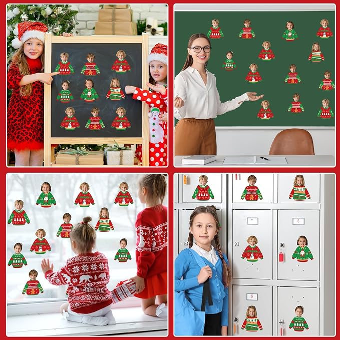 60Pcs Christmas Ugly Sweater Cutouts Bulletin Board Decoration Ugly Sweater DIY Photo Craft Cutouts Winter Classroom Supplies for Teacher Student Xmas Holiday Party School Chalkboard Wall Decor