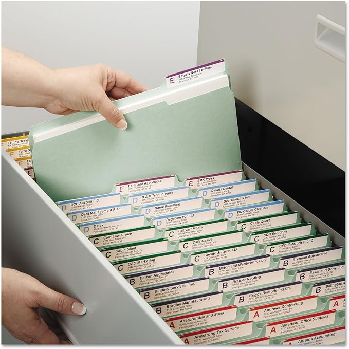 Smead Pressboard Fastener File Folder with SafeSHIELD Fasteners, 2 Fasteners, 1/3-Cut Tab, 3" Expansion, Letter Size, Gray/Green, 25 per Box (14944)