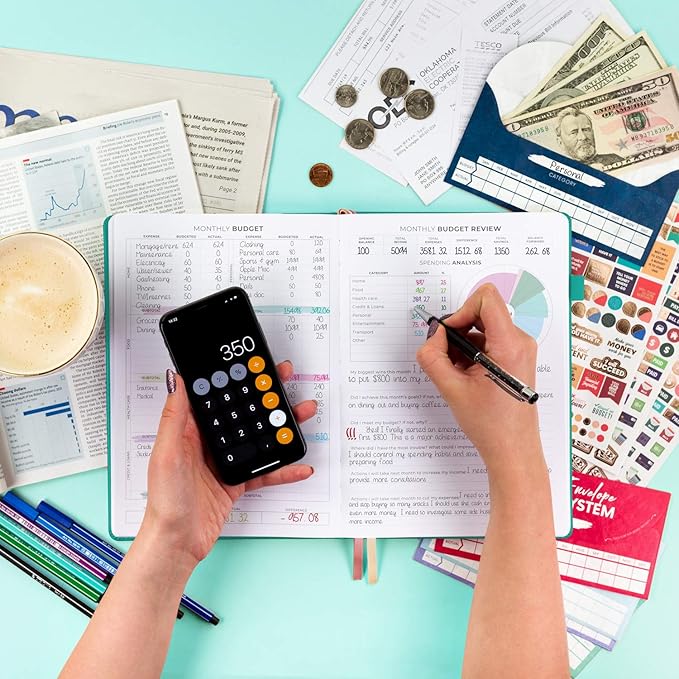 Clever Fox Budget Planner Pro - Financial Organizer + Cash Envelope Budget System. Monthly Finance Journal, Expense Tracker & Personal Account Book. Undated - Start Anytime. (7''x10'') – Turquoise
