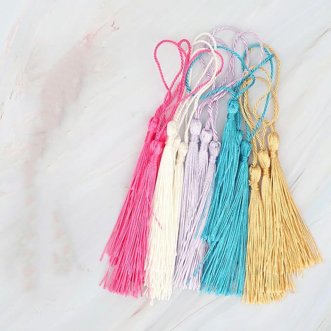 Acrylic Bookmarks Blanks Bulk 50PCS Semicircle Clear Bookmark Plastic Blank 25 Sets with 5 Color Tassels for Vinyl DIY Craft (5.9 * 2.0 inch)