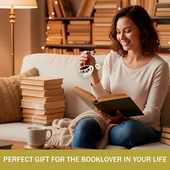 Embroidered Teacup Bookmark with Floral Design – Cute Tea Cup Bookmark for Book Lovers, Readers & Teachers – Unique Gift for Women, Tea Lovers & Bookworms