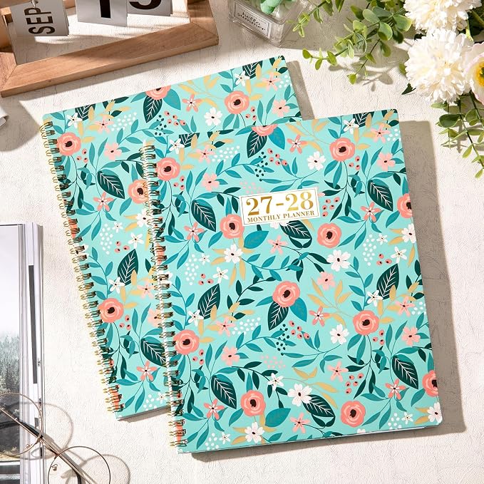 2027-2028 Monthly Planner - 2 Year Planner 2027-2028, Jan. 2027 - Dec 2028, 9" x 11", 2 Year Calendar 27-28 Monthly Planners with Tabs, Back Pocket, Twin-wire Binding - Floral