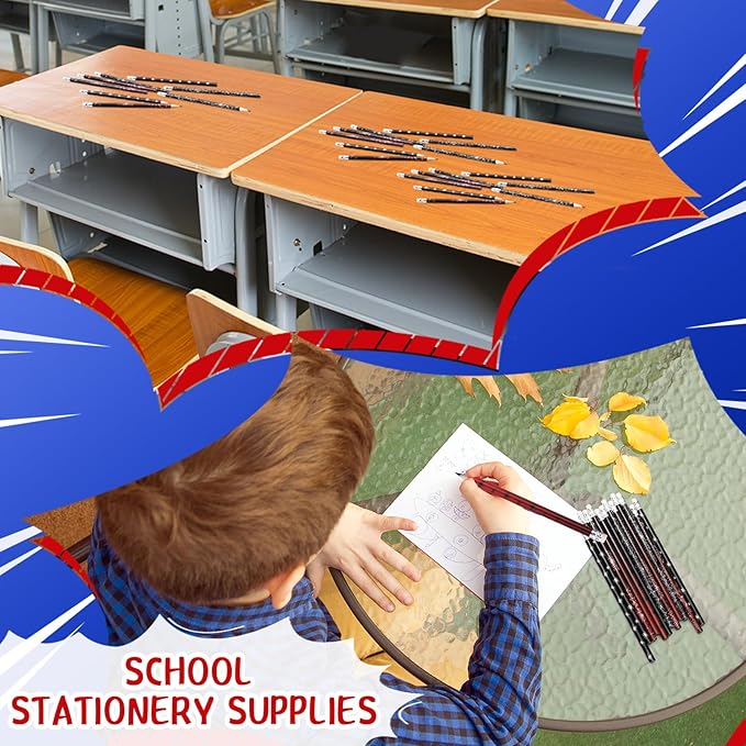Teling 48 Pcs Spider Pencils Theme Party Favors Fun Spider Web Pencils in Bulk with Eraser Wooden Number 2 Graphite Stationery Kits for Students Back to School Classroom Birthday Supplies
