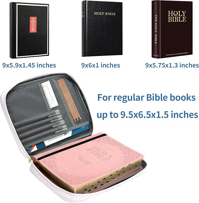 GUEER Bible Cover for Women, Bible Holder, Bible Cover Carrier Carrying Organizer Bag, Zipper and Pockets for Standard Size Bible, Gift for Women(Boho-Leave)