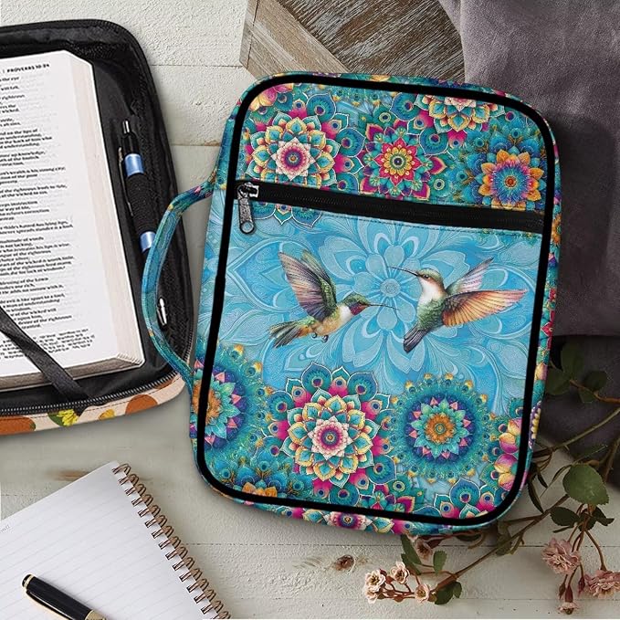 Coldinair Boho Mandala Bible Covers for Women Bible Case with Bookmark Large Carrying Book Case Church Bag Protective with Pocket and Zipper