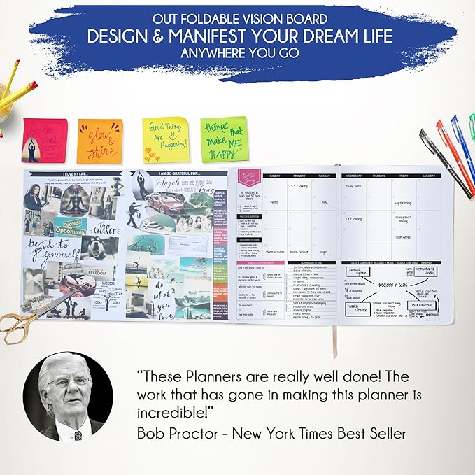 Deluxe 2026 Planner Weekly and Monthly | Law of Attraction Planner with Productivity App | 12-Month for Productivity, Gratitude & Goal Setting | Includes Foldable Vision Board, Gift Box & Stickers