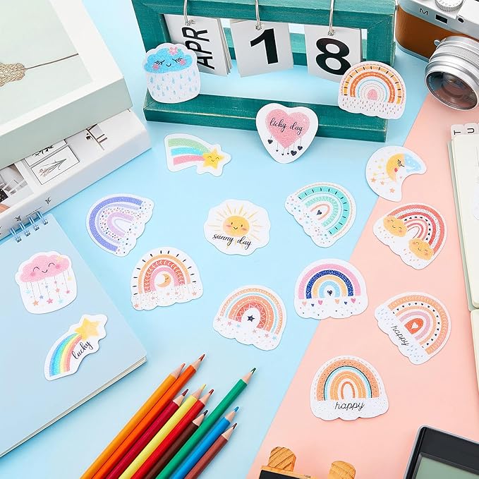 Gersoniel 36 Pcs Anxiety Sensory Stickers Strips Adhesive Textured Mental Health Calm Stickers Mindfulness Fidget Decals Stress Anxiety Relief Items for Therapy Office Desk(Boho Style)