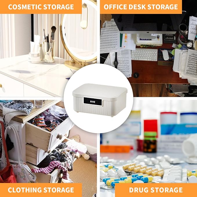 AnRui 2.3 Gallon Lockable Storage Container Bin, Portable Plastic Safe Box with Lock Usable As Item Organizer, Art Craft Or Office File Storage (Milk White)
